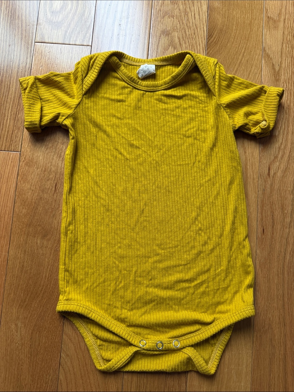kate quinn Mustard Yellow Ribbed Short-Sleeve Baby One-Piece
